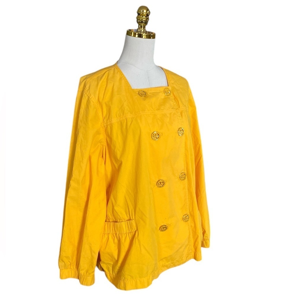 Michael Kors Yellow Double-Breasted Womens 100% Cotton Jacket Size 2X Lagenlook - Picture 2 of 9